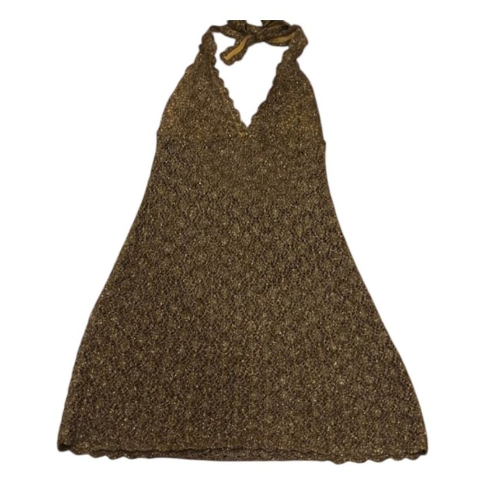 Becca by Rebecca Virtue- Bronze crochet halter neck beach coverup-small-Like new